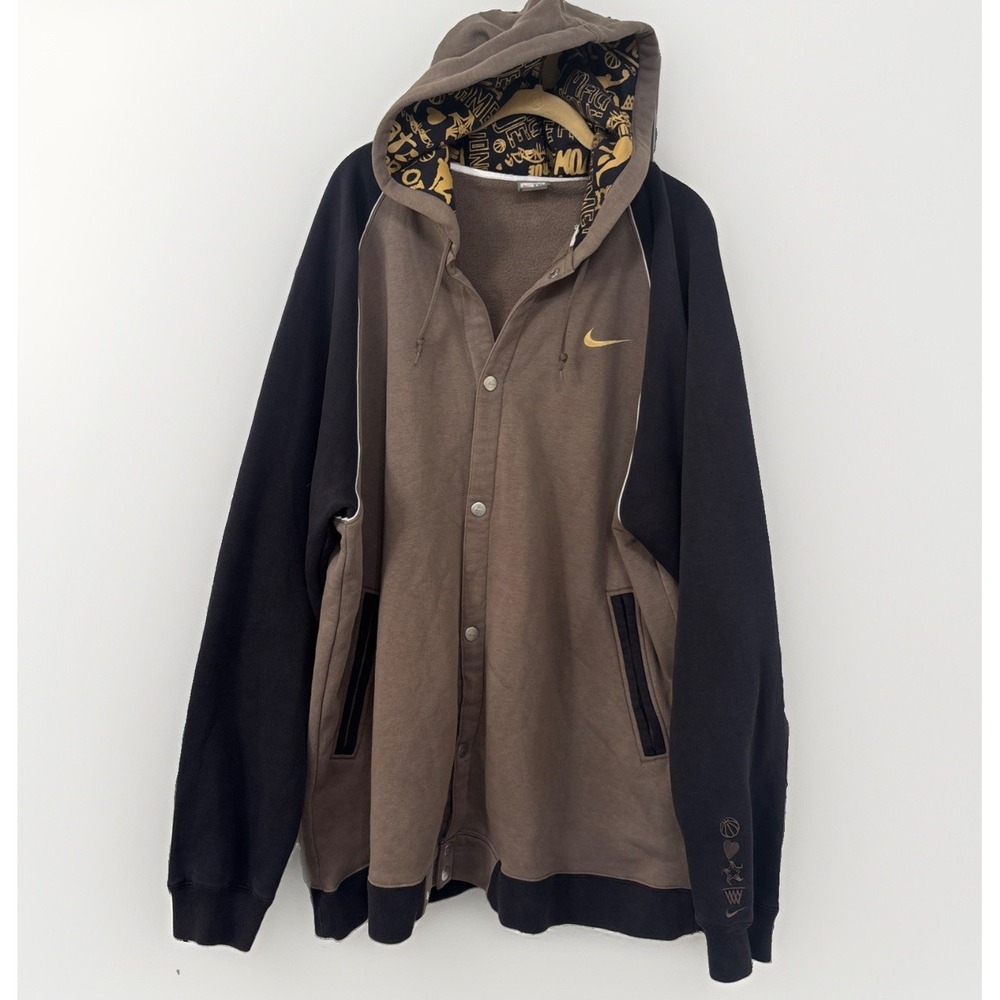 VTG Nike Snap Button Jacket "Passion For The Game" Basketball Hoodie XXL Taupe